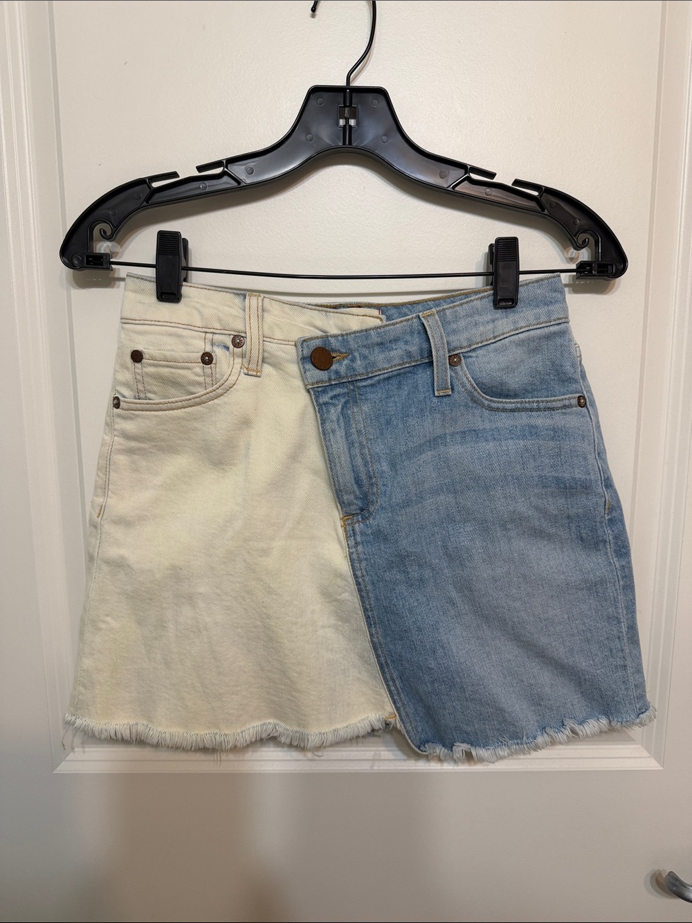 Alice + Olivia Two-Tone Denim Mini Skirt